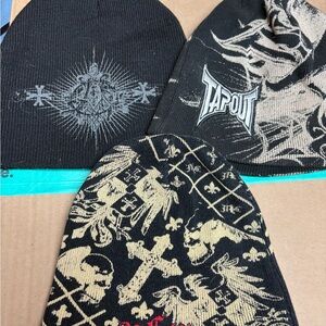 Tapout Black and Gold Beanie Trio